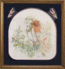 Girl and Horse with Tulip Cut outs, Needleworks