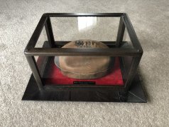 Oak Rugby Ball Case with Fire Service Red base