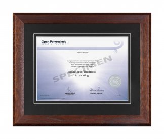Mahogany Oak Frame, Black Matboard with V-Groove