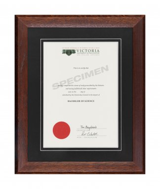 Mahogany Oak Frame, Black Matboard with V-Groove