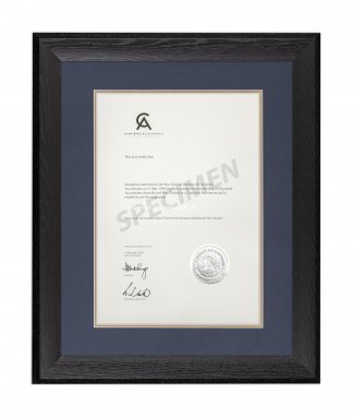 Black Stained Oak-Blue Matboard with Gold insert