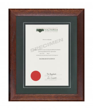 Mahogany Oak Frame, Green Matboard with V-Groove