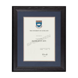 Black Stained Oak-Blue Matboard with Gold insert