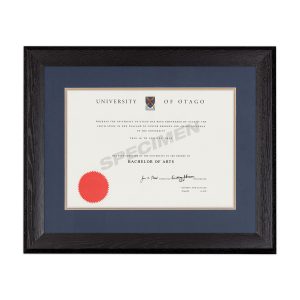 Black Stained Oak-Blue Matboard with Gold insert