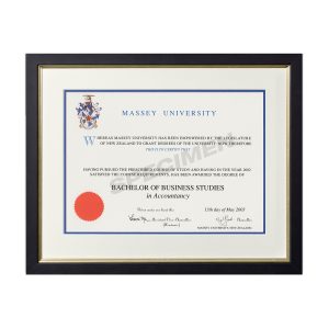 Massey University Black frame with Gold line