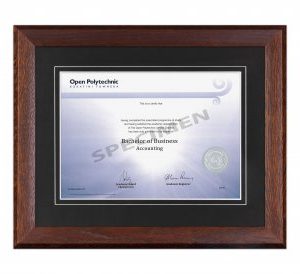 Mahogany Oak Frame, Black Matboard with V-Groove