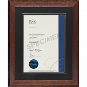 Mahogany Oak Frame, Black Matboard with V-Groove
