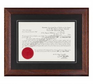 Mahogany Oak Frame, Black Matboard with V-Groove