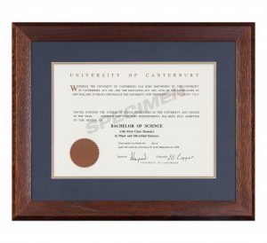Mahogany Oak Frame, Blue Matboard with Gold Insert