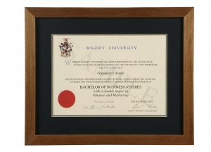 Massey University Rimu Frame with Blue and gold ma