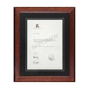 Mahogany Oak Frame, Black Matboard with V-Groove