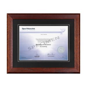 Mahogany Oak Frame, Black Matboard with V-Groove