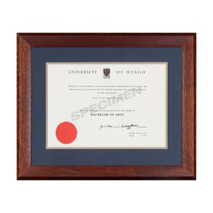 Mahogany Oak Frame, Blue Matboard with Gold Insert