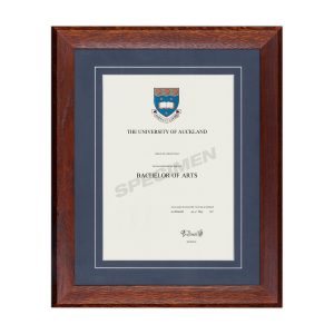 Mahogany Oak Frame, Blue Matboard with V-Groove