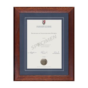 Mahogany Oak Frame, Blue Matboard with V-Groove