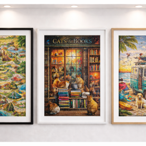 Ready-Made Frames, specifically designed to fit your puzzle, providing a clean and well-proportioned finish, with options available to suit both presentation and long-term care.