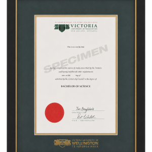 Victoria Degree with Black & Gold Frame and Green & Gold Uni Logo Matboard